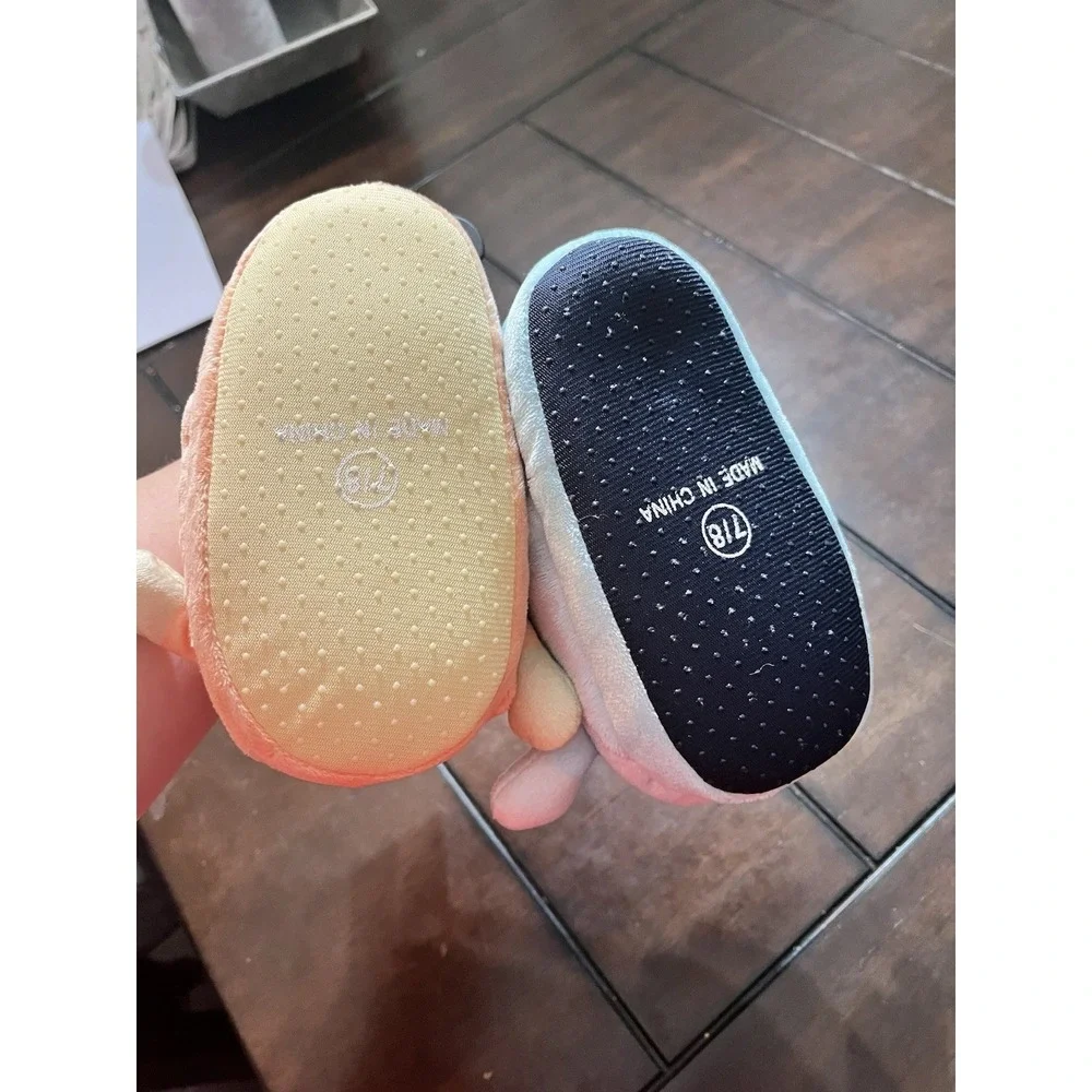 Bluey & Bingo Kids Plush Slip-On Slippers Non-Slip Blue Orange Size 7/8 NEW